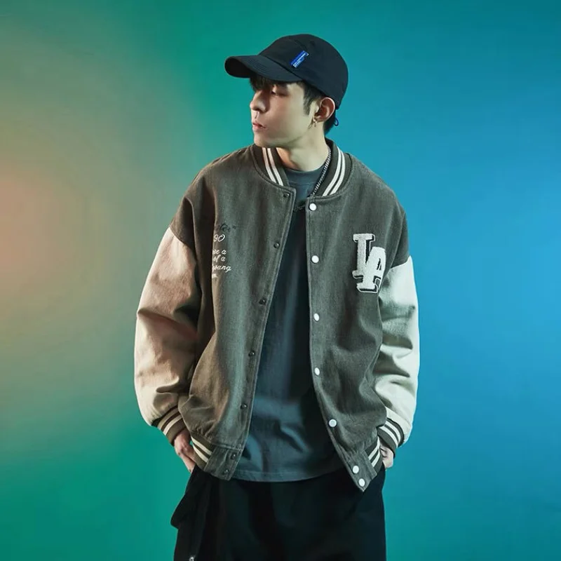 Куртка мужская с Вышивкой Букв в американском стиле ретро уличная трендовая