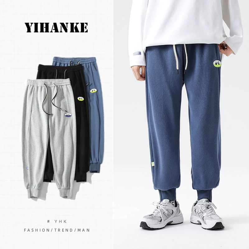 

Men's Casual Pants Trendy Patch Pocket Decoration Jogging Pants Elastic Waist Loose Trousers Fashion Streetwear мужская одежда