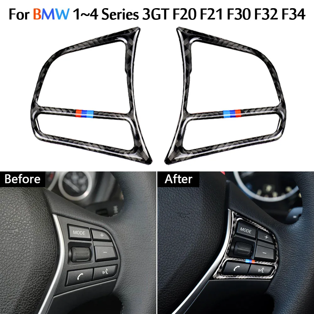 

High Quality Real Carbon Fiber Steering Wheel Buttons Stickers For BMW 4 Series F32 2013 2014 2015 2016 2017 2018