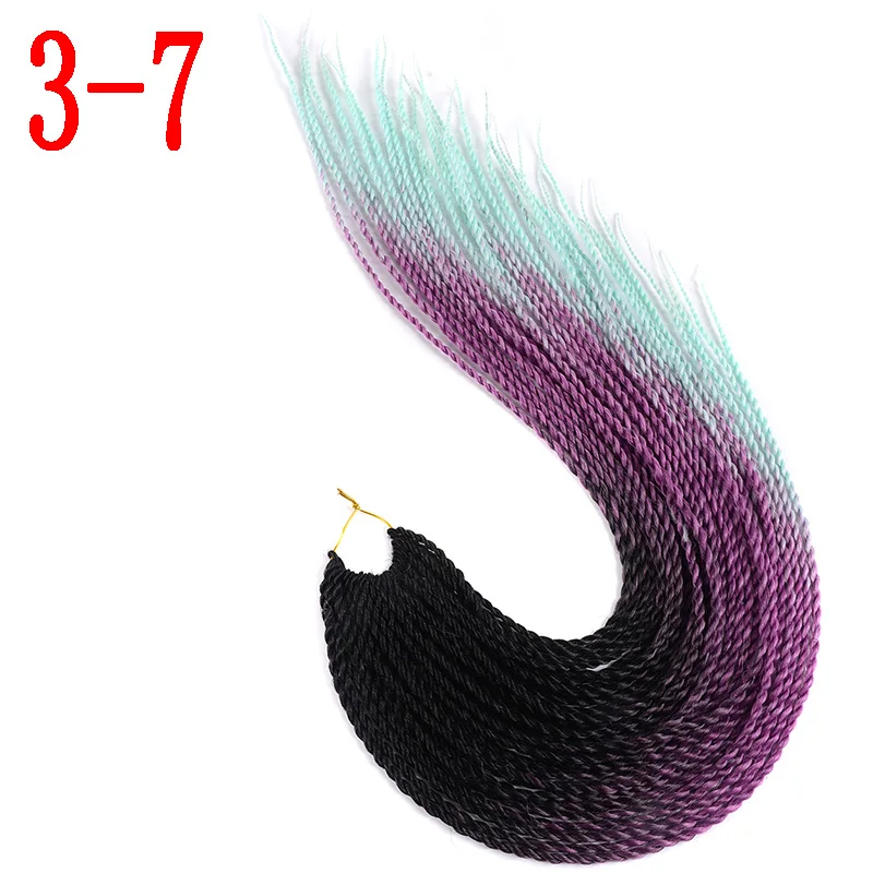 3-7 MERISIHAIR Ombre Сенегальские крученые волосы на крючках косички 24 дюйма 30 корней/упаковка синтетические косички волосы для женщин серый, синий, розовый, бро - Цвет: 3-7