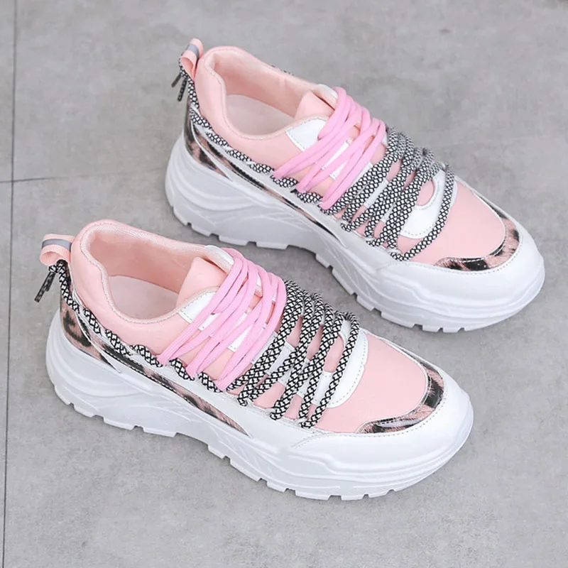 Модные леопардовые Женские кроссовки Tenis Feminino Женская обувь на платформе