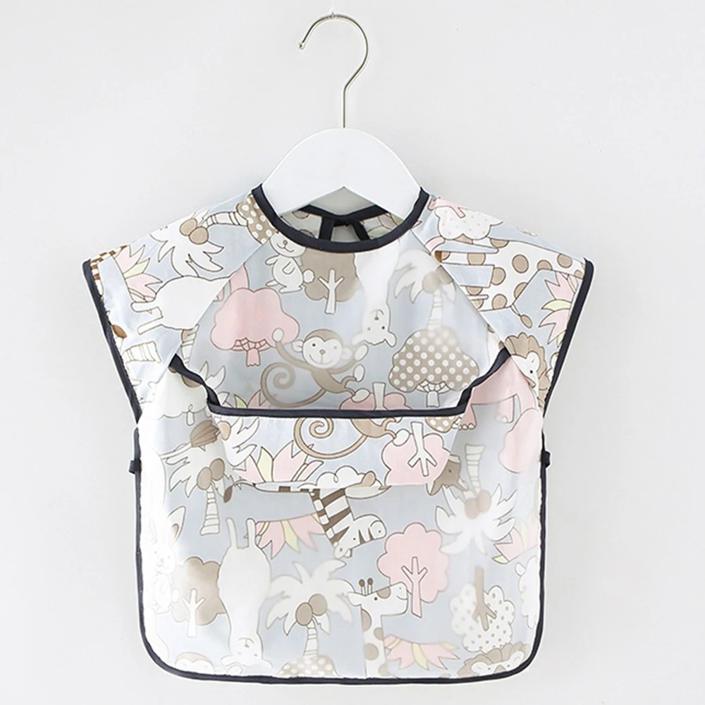

Children's short-sleeved children's overalls waterproof short-sleeved anti-wearing baby eating clothes apron cotton kids bibs