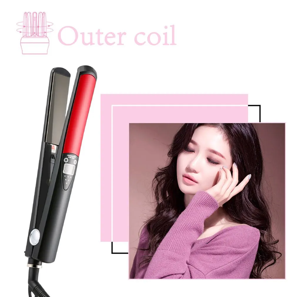 Профессиональный Выпрямитель для волос цифровой ЖК-дисплей Титановые пластины