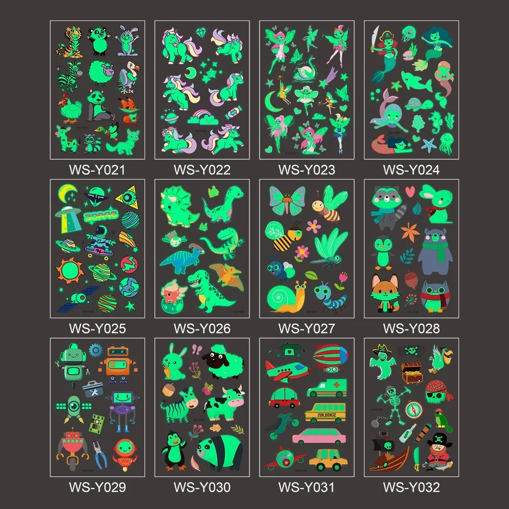 Светящиеся наклейки-тату для детей Временные татуировки светящиеся пасты