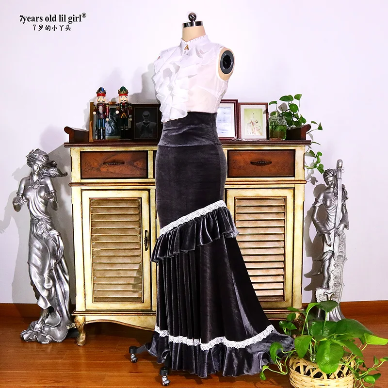 Женское бархатное платье для фламенко испанское девушек танцевальные костюмы