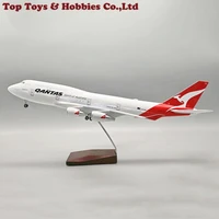 in stock 1150 scale airplane model b747 400 australia airlines 47cm aircraft with led voice light toys