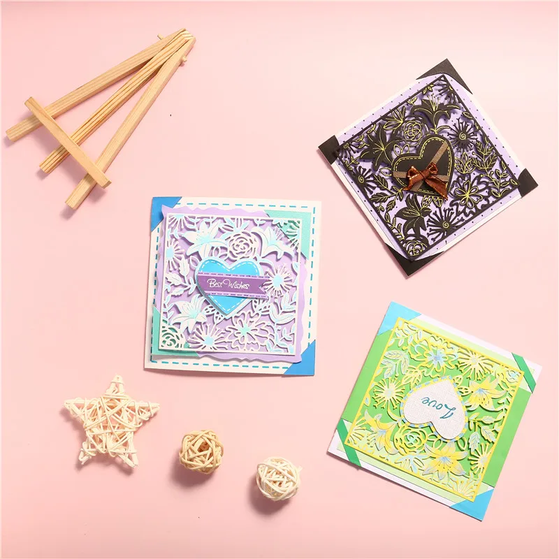 

YaMinSanNiO Love Flower Frame Album stencil Metal Cutting Dies Dies Scrapbooking Scrapbooking AlbumStencil Die Cut Decoration