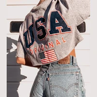 b toto american retro gray short loose short sleeved t shirt trendy ins female summer street top 2021