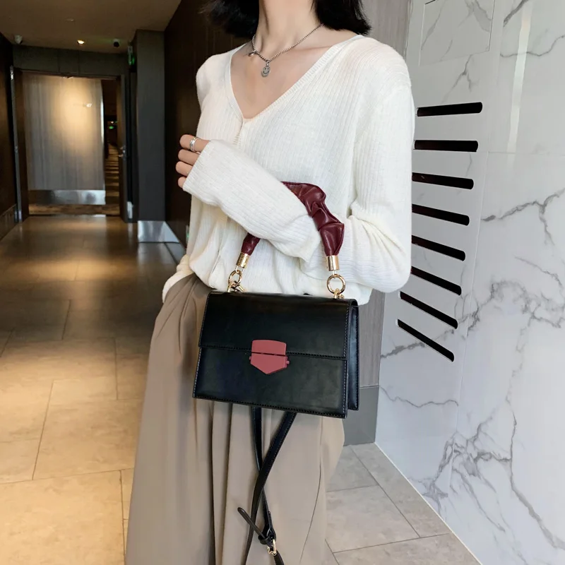 

Fashion Hand Bags Bolsos De Mujer Shoulder Bag Women Luxury Designer Yellow Sac A Main Bandouliere Femme Small Panelled Flap Red