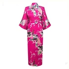 Женское длинное вискозное кимоно с принтом павлина, свободная пикантная ночная рубашка, одежда для сна с цветочным рисунком, женское нижнее белье, размеры XXXL