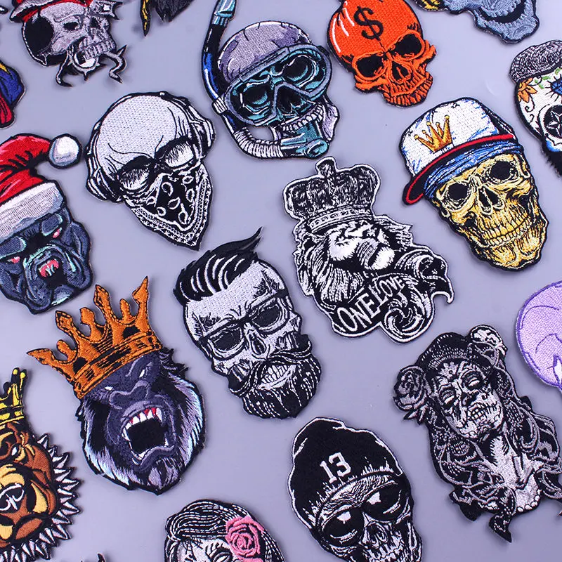 Нашивка в полоску с черепом патчи для одежды стиле панк вышитые нашивки сделай
