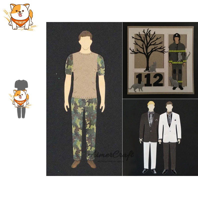 Мужской костюм с коротким рукавом металлический режущий трафарет для