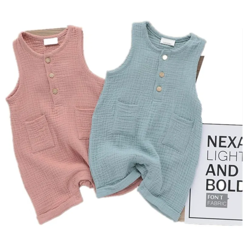 

Newborn Infant Baby Romper Coverall Summer Short Thin Cotton Breathable Soft Solid Boys Girls Child Bodysuit Indoor Kids Clothes