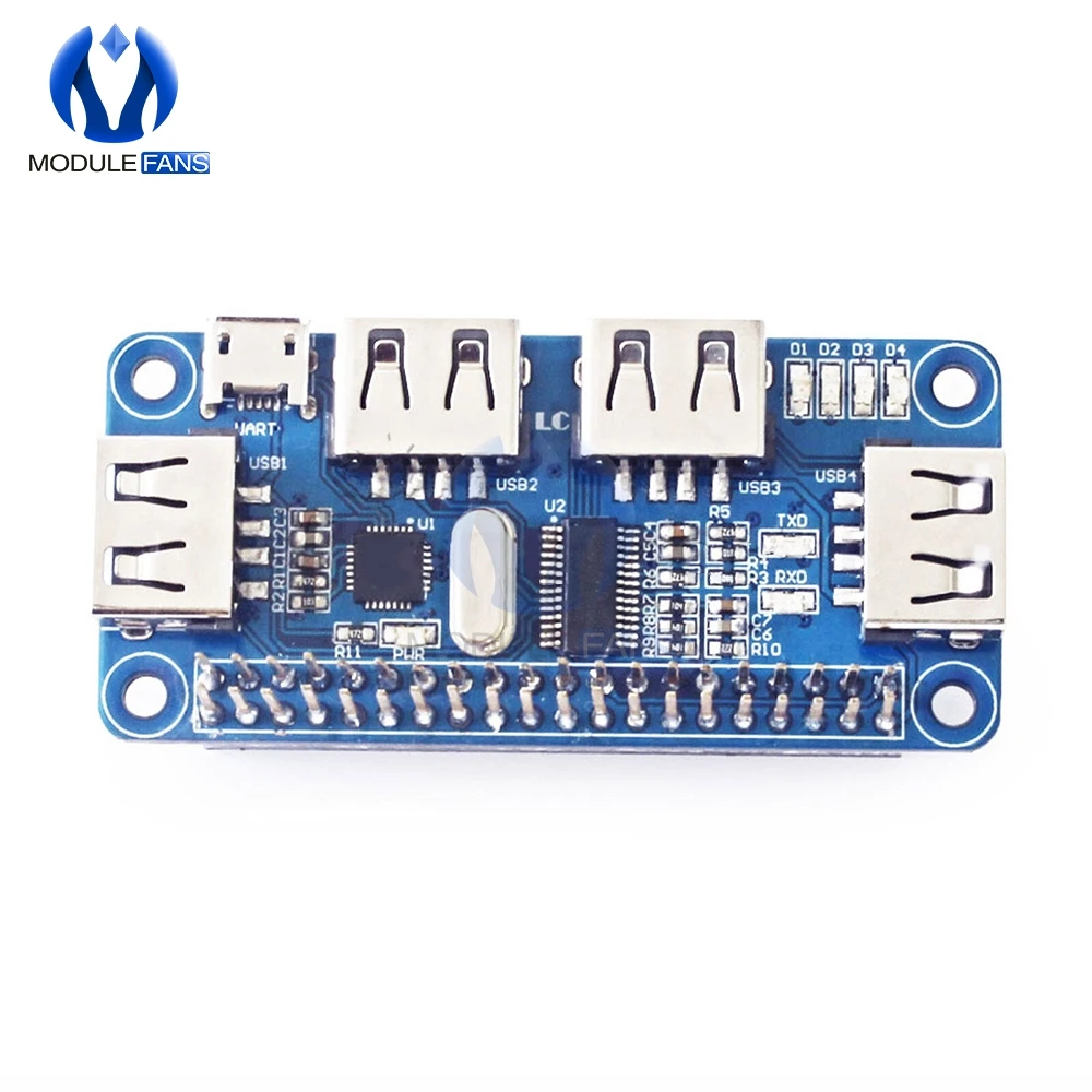 4 порта USB хаб шляпа USB к UART 2,0 1,1 Micro USB для Raspberry Pi Zero/W A+ B+ 2 3 Модель B последовательная отладка на бортовой