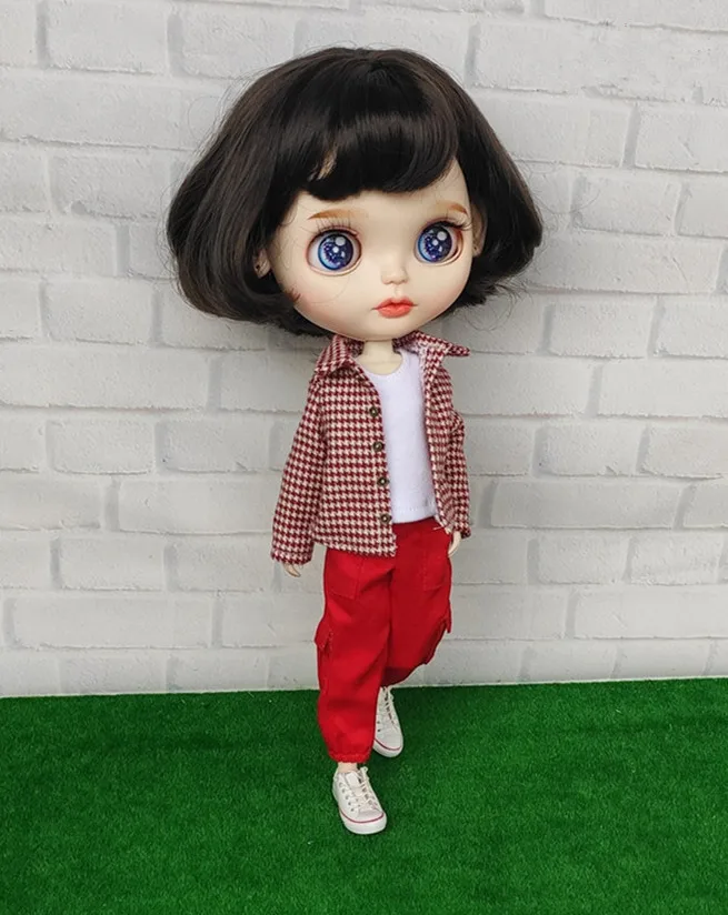 1/6 Комбинезоны для кукол Blyth брюки Blyth клетчатое пальто Blyth одежда(подходит для blyth, azone, ob24, Lai, mmk, ICY, кукла 1/6