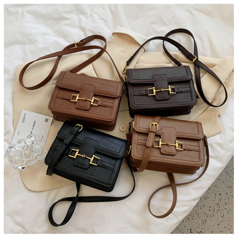 

Women Small Bag Stone Print Leather Handbags Fashion FLap Crossbody Saddle Sac Vintage Bolsos Para Mujer Torebka