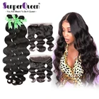 Sunper QueenBody Wave 8-30 дюймов M бразильские человеческие волосы Remy естественного цвета 3 пряди с фронтальной 13*4