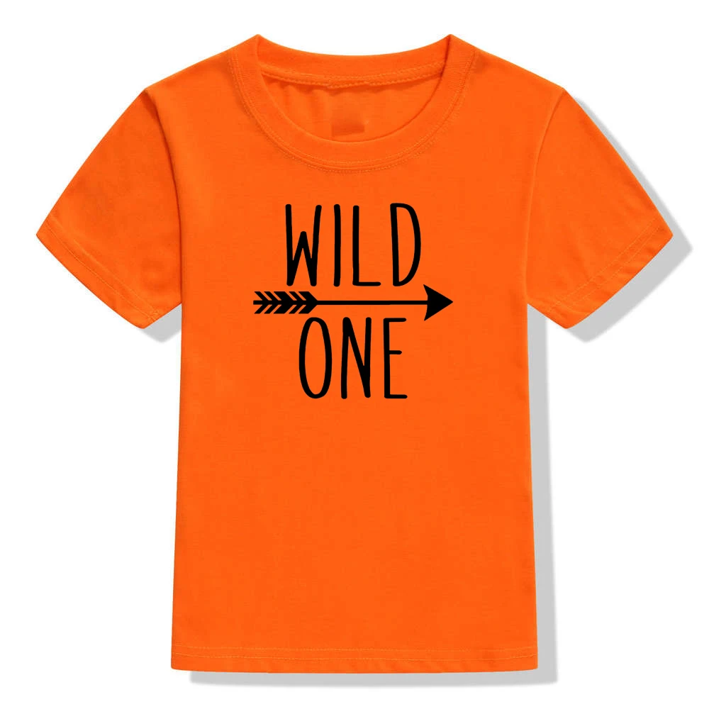 Wild One/детская футболка для первого дня рождения; Повседневная футболка для маленьких мальчиков и девочек; Детские забавные модные футболки с короткими рукавами; комплекты одежды