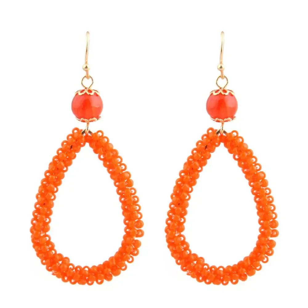 

Zouchunfu Bohemian drop earrings for women fashion earrings handmade glass beads pendants earrings charm party earrings