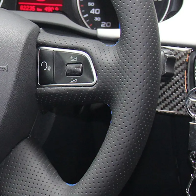 Черная мягкая оплетка руля из искусственной кожи ручной работы для Audi A3 (8P) Sportback A4