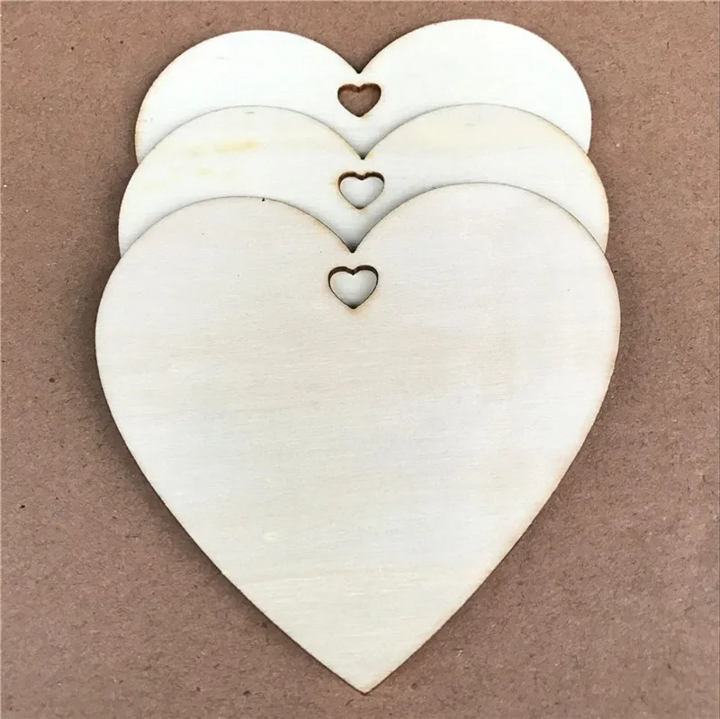 

250PCS Love Heart Shape Wood Wooden Craft Christmas Wedding Home Decor DIY Birthday Decoration Party Favor Scrapbooking