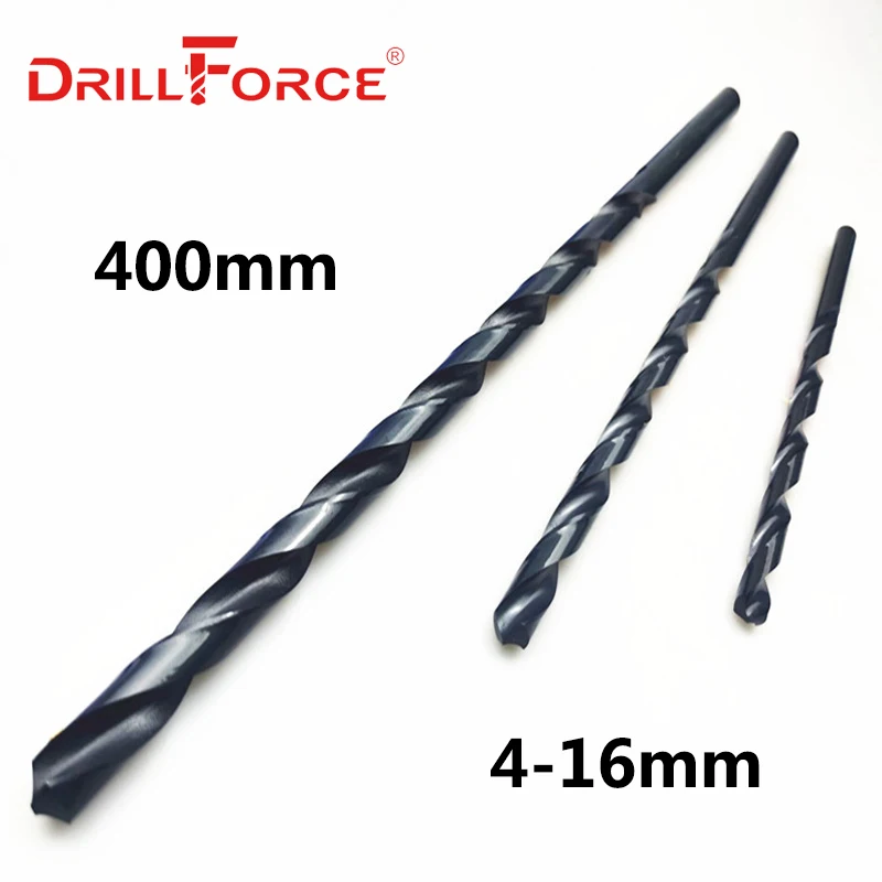 Drillforce инструменты 4 мм-16 мм x 400 мм OAL HSS M2 Черные Длинные спиральные сверла из оксида для металлообработки легированная сталь и чугун