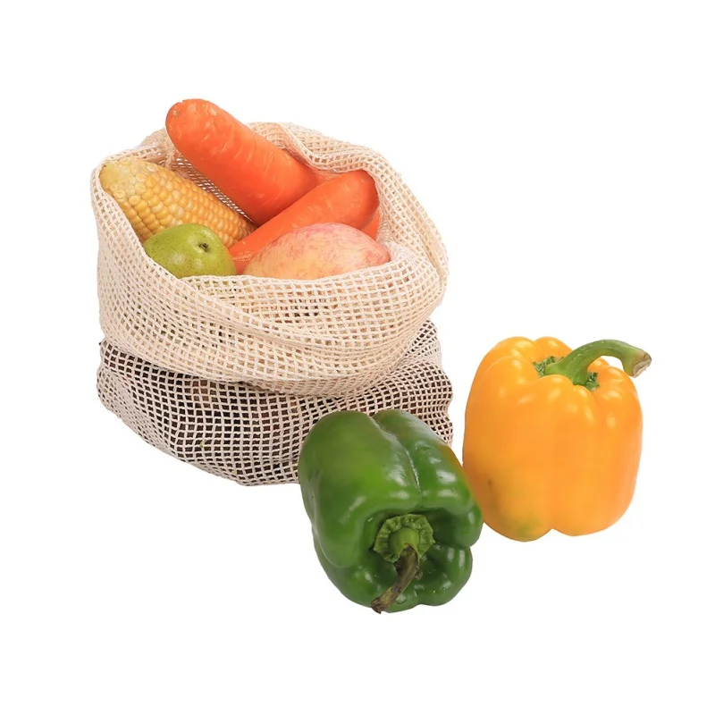 Reusable Cotton Vegetable Kitchen Bag Household Fruit And Storage Net Machine Washable Lanyard | Дом и сад