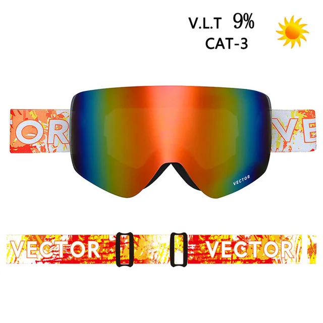 orange VECTOR Brand Ski Goggles Men Women Double Lens UV400 Anti-fog Skiing Eyewear Snow Glasses Adult Skiing Snowboard Goggles - Цвет: orange