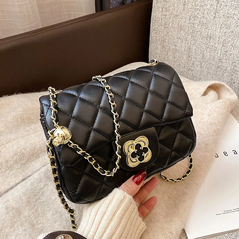 

Diamond Lattice Female Shoulder Bag Chain Quilted Crossbody Bag Small Flap Messenger Bag Retro Pu Leather Plaid Women Handbags