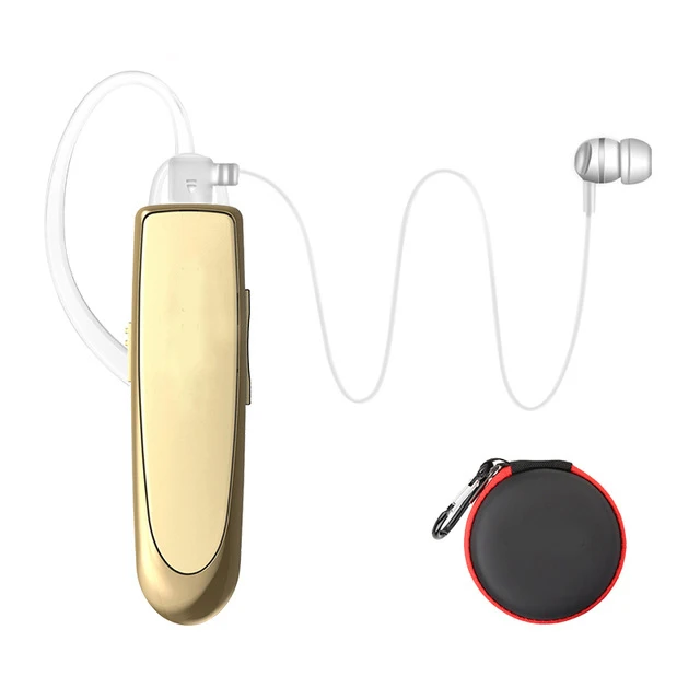 Gold-bag Мини Бизнес Bluetooth наушники с Ушные крючки Беспроводной гарнитура с микрофоном громкой связи спортивные наушники стерео Bluetooth Car Kit - Цвет: Gold-bag