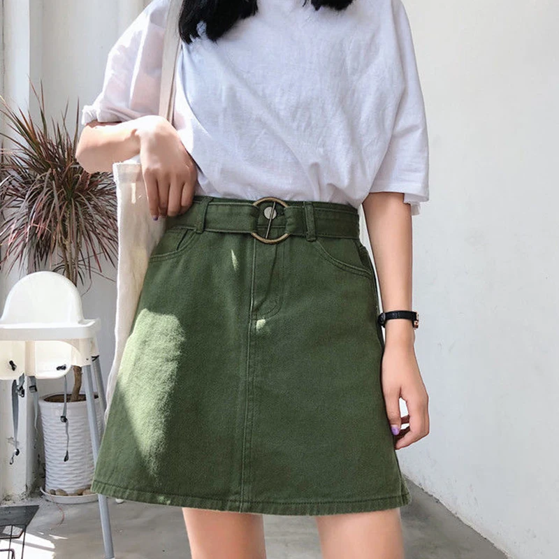 Женская модная джинсовая юбка с завышенной талией корейские туфли-лодочки цвета: