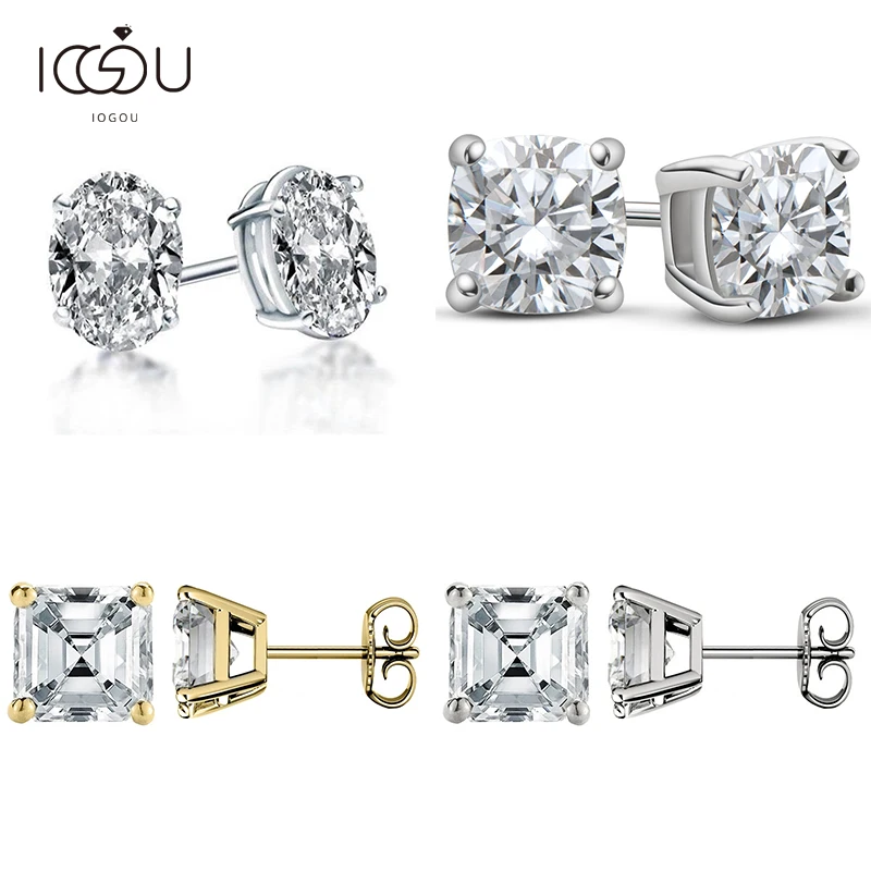 Серьги-гвоздики женские из серебра 925 пробы с муассанитом | Украшения и