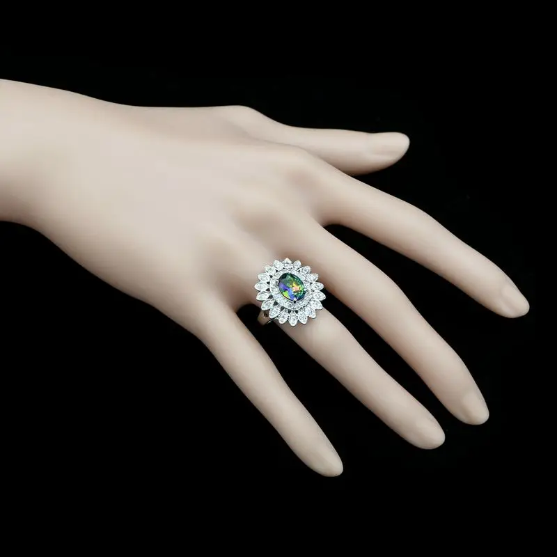 Mystic Радуга Кубический Цирконий белый кристалл невесты Ювелирные наборы для