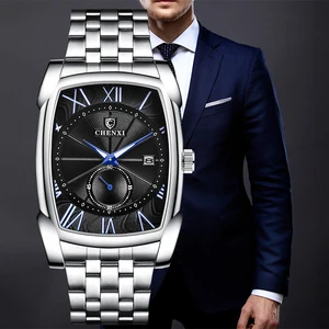 hot sales mens watches chenxi top brand fashion stainless steel mens wrist watch big dial quartz watch for men new reloj hombre free global shipping