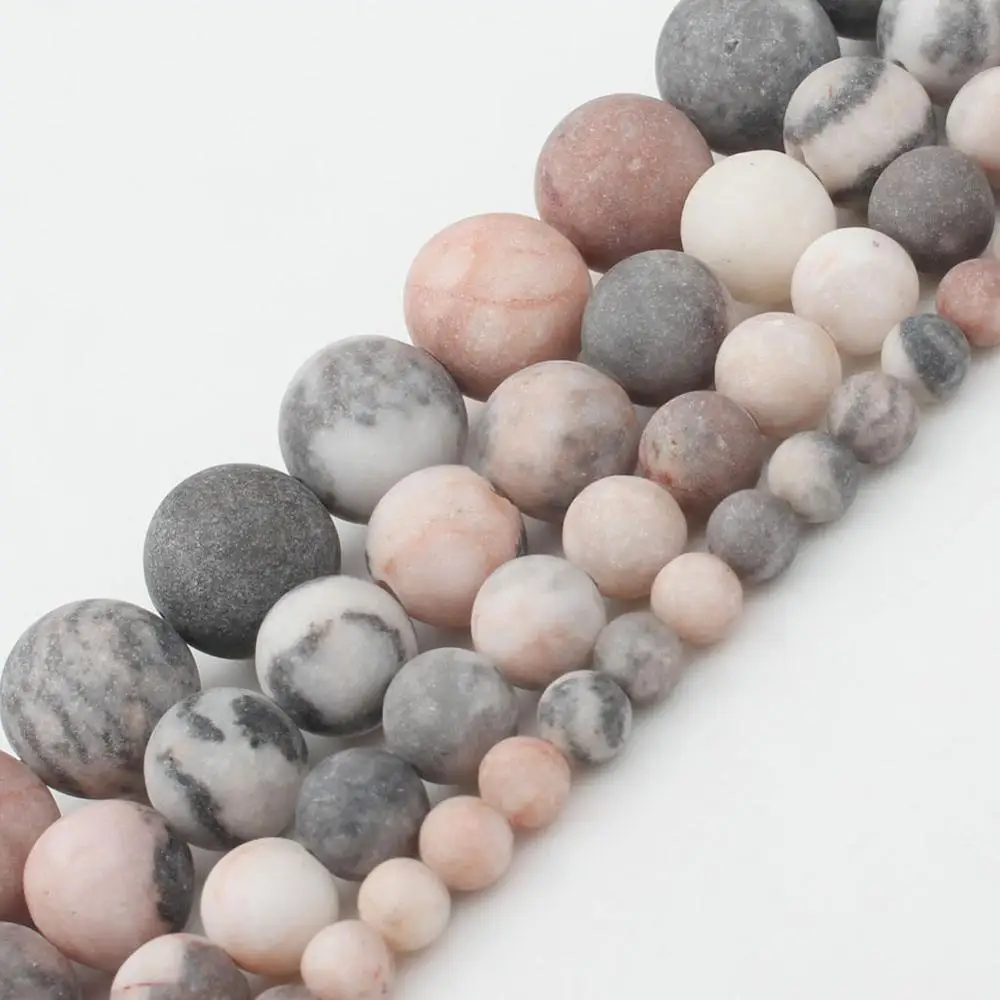 pink zebra jasper 4 мм 6 мм 8 мм 10 мм натуральный матовый морганит Агаты тигровый глаз камень Круглые бусины для самостоятельного изготовления ювелирных изделий браслет 15'' - Цвет: pink zebra jasper