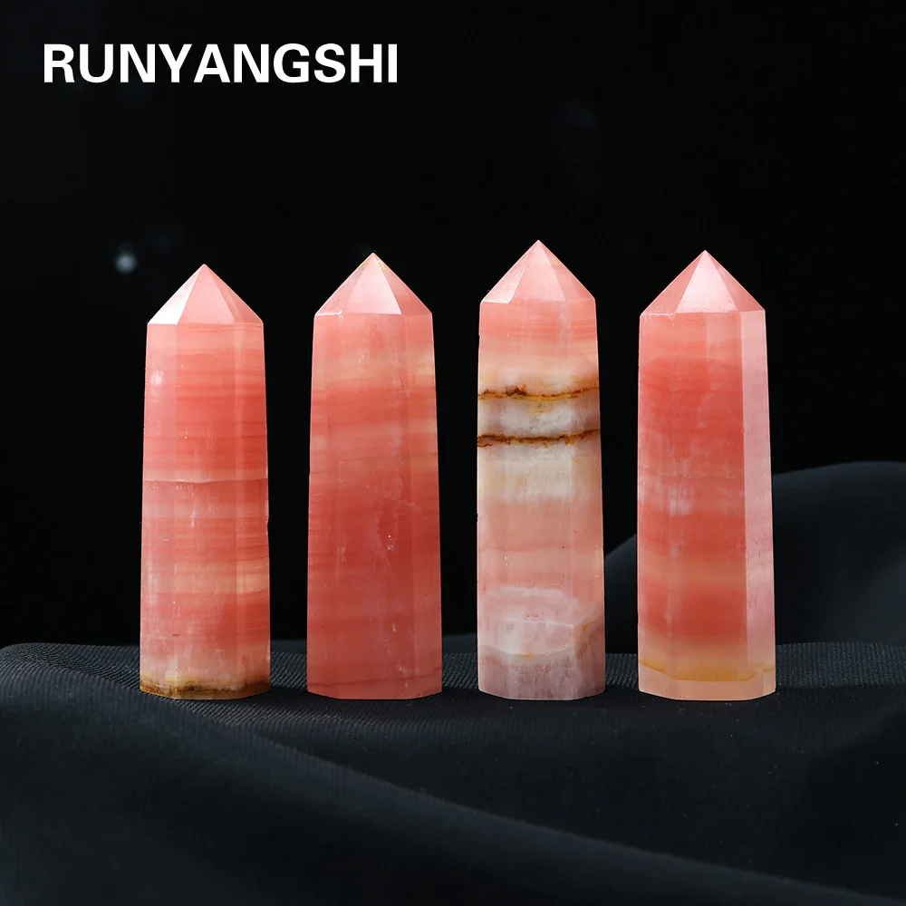 

Natural Crystal Point Pink Caribbean calcite crystal column Health energy gem Hexagonal prism Crystal Tower ornament
