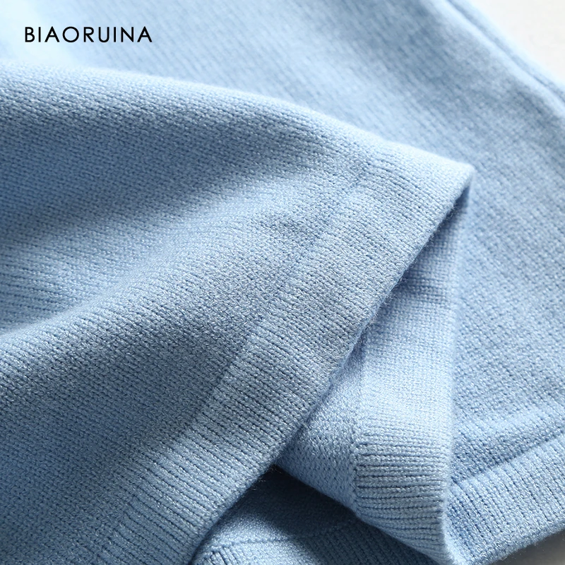 BIAORUINA женское однотонное модное тонкое трикотажное платье трапециевидной формы