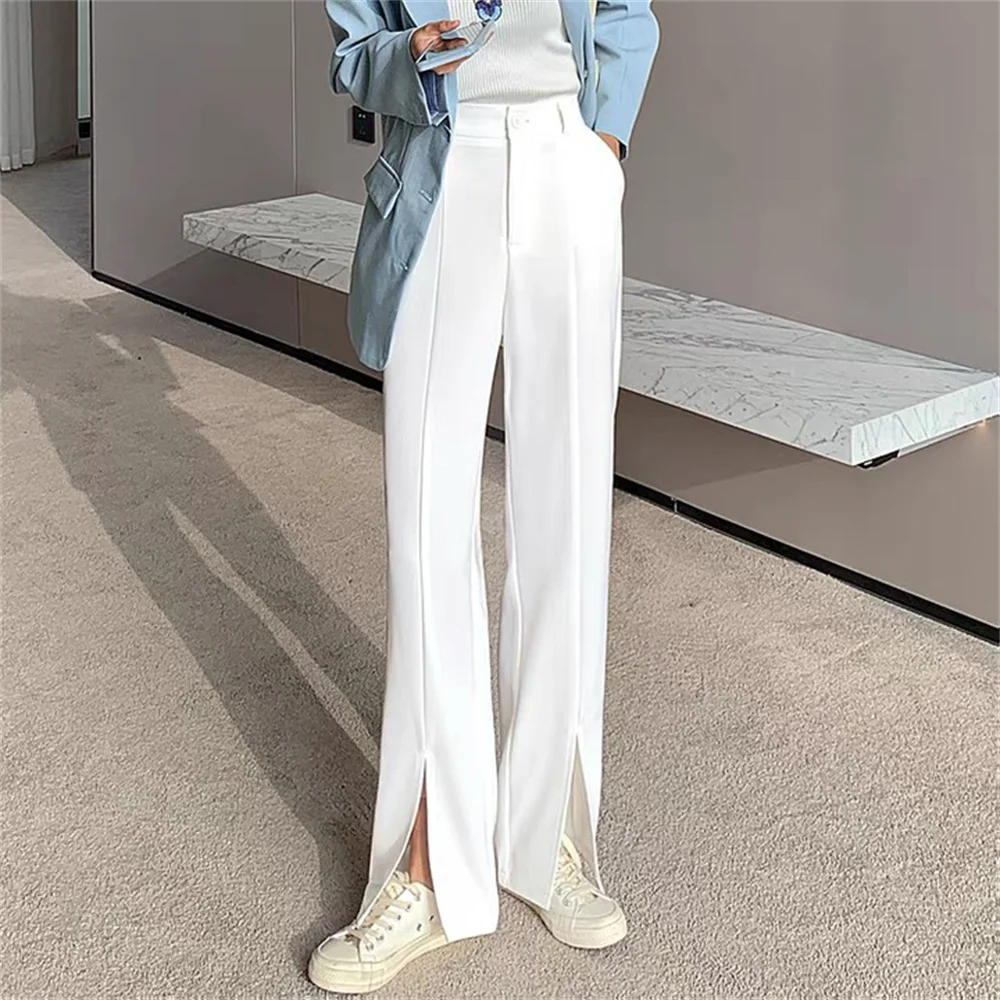 

HziriP Casual Plus Size Trousers Split Solid S-XL Straight Women 2021 Autumn Slim-Fit Loose Chic Streetwear OL Stylish Pants Hot