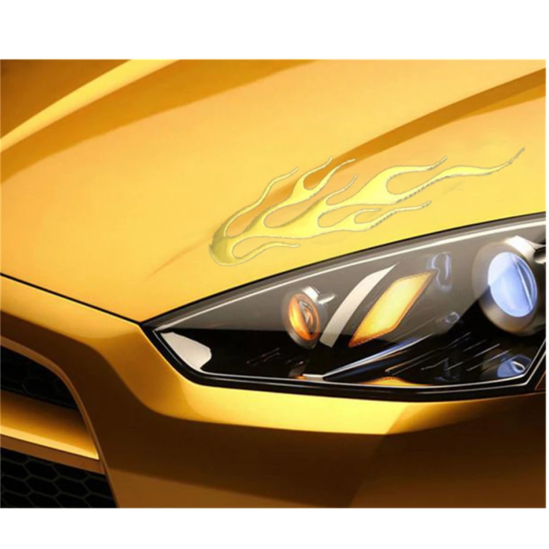 WL 5/10/20pcs PVC Soft 4 Colors Car Sticker Universal Personalized Motorcycle 3D Film Flame Fire Reflective Vinyl Decal Covers | Автомобили
