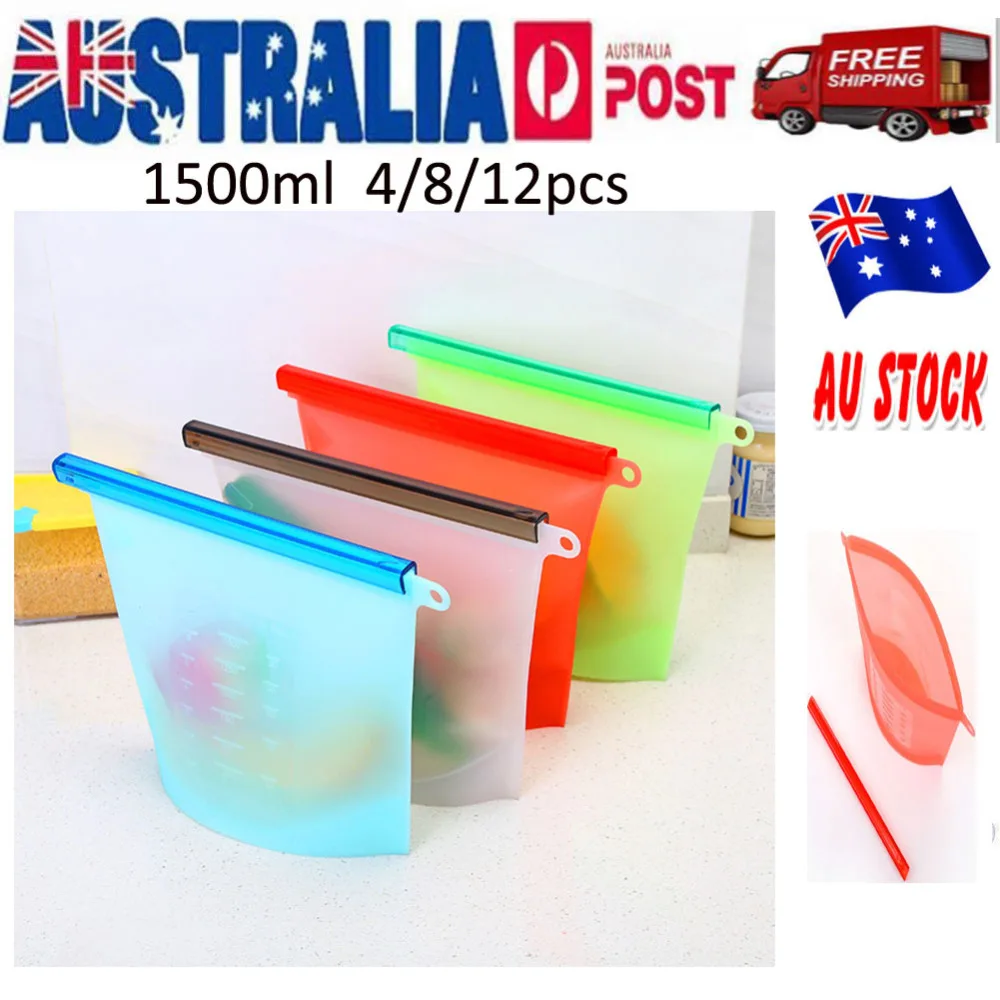 

2PCS 1500ml Reusable Silicone Food Preservation Bag Airtight Seal Food Storage Container Versatile Cooking Bag Kitchen Cooking U