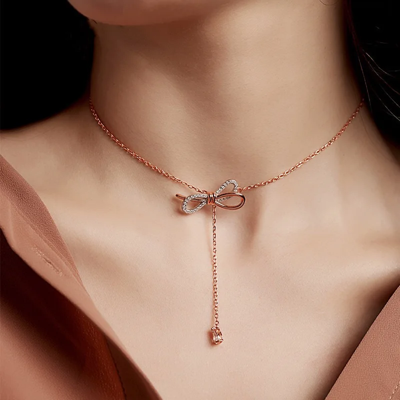 2019 Новая Модная бижутерия оптом золото лук ожерелья с подвесками для женщин