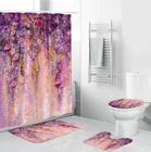 Фиолетовый букет с цветочным принтом, водонепроницаемые аксессуары для ванной комнаты, домашний декор, занавески, занавески для душа и ковры