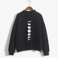 zogaa 2021 new autumn and winter womens round neck padded loose top waning moon printing harajuku sweatshirt top large size