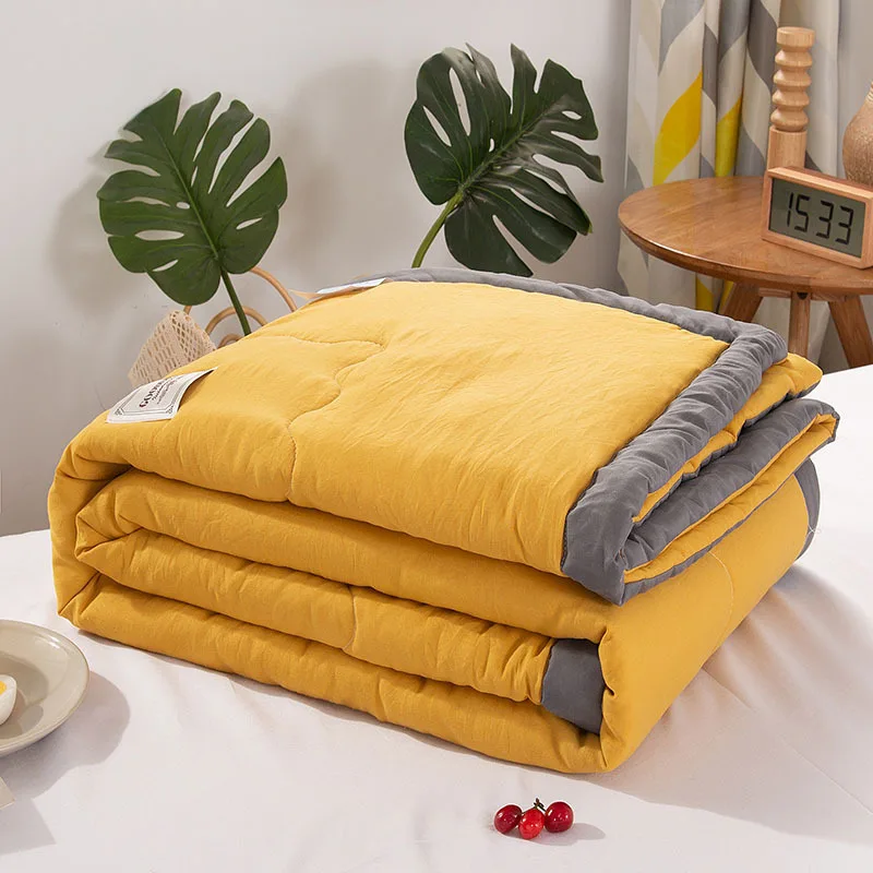 

Summer Washed Cotton Thin Quilt Blankets Twin King Queen Size Quilted Comforter Bed Cover Home Textiles Suitable for Adults Kids