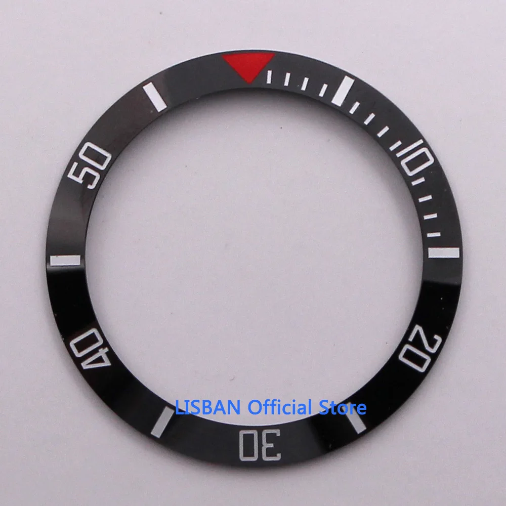 

38 мм Керамическая рамка Вставка Черный с белыми следами подходит для 40 мм чехол для часов SUB автоматические часы мужские часы