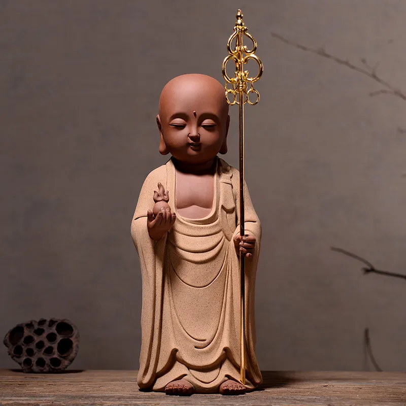 Zisha в китайском стиле с изображением Будды и Гуаньинь статуя ручная работа