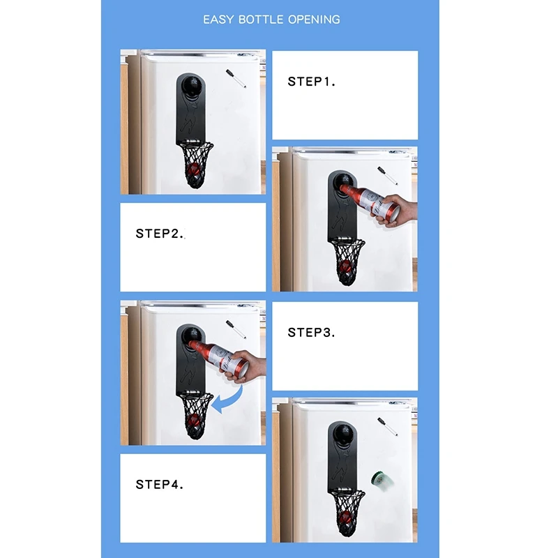 

Creative Iron Multifunction Bottle Opener Wall Mounted with Magnetic Basketball Bottle Opener Cap Catcher
