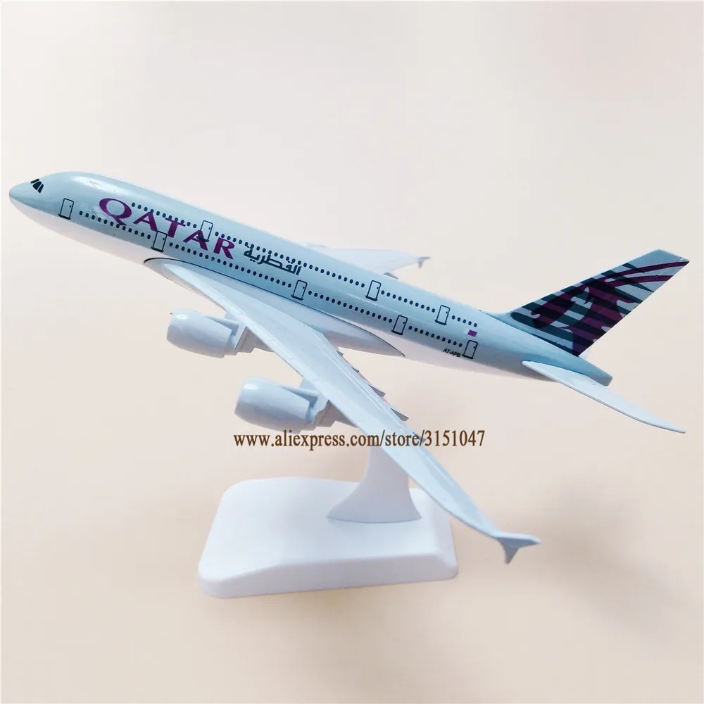 

20cm Alloy Metal Air QATAR Airways A380 Airplane Model QATAR Airbus 380 Airlines Plane Model Stand Aircraft Gifts