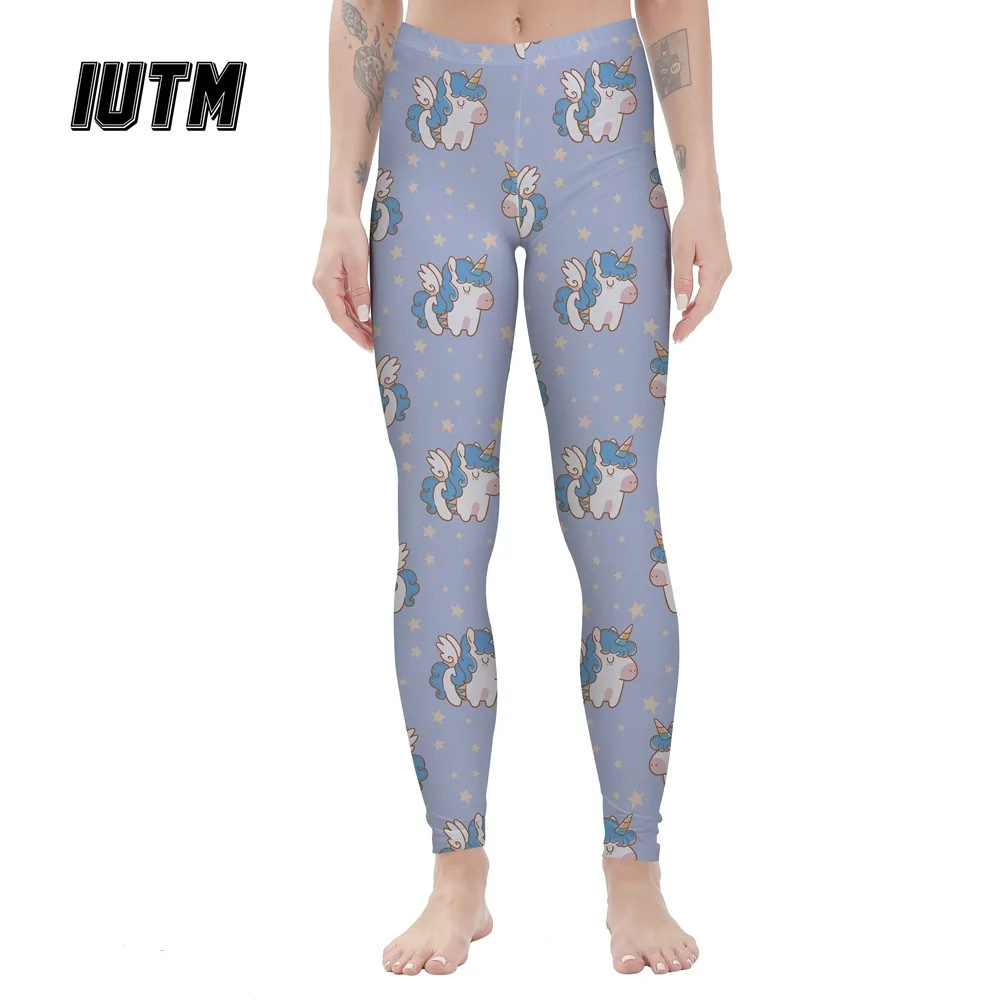 

Женские леггинсы с принтом единорога, синие эластичные штаны для йоги, новинка 2021, капри из спандекса для девочек, спортивные шелковые легги...
