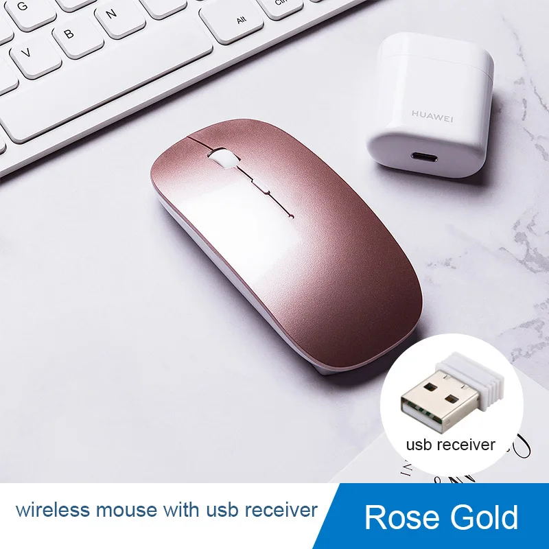 Gold Rose Беспроводная мышь для ноутбука HuaWei xiaomi 2,4G перезаряжаемая мышь Беспроводная для Macbook air/pro souris беспроводной pour pc портативный - Цвет: Gold Rose